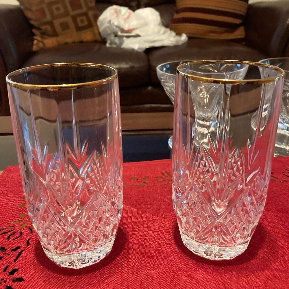 Vintage Cristal d'Arques Longchamp Gold Trim Tumbler (Pair)